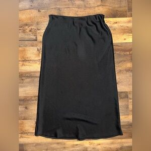 A New Day Black Satin Midi Skirt | Size XS | Classic Slip Style